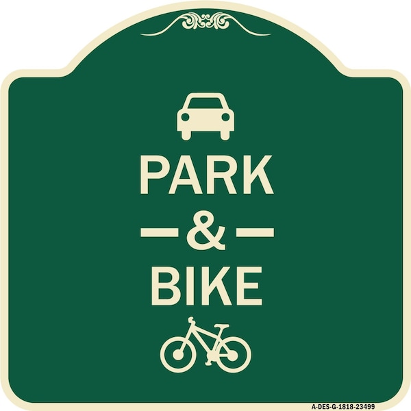 Signmission Park & Ride With Bicycle Graphic Heavy-Gauge Aluminum Architectural Sign, 18" x 18", G-1818-23499 A-DES-G-1818-23499 - main